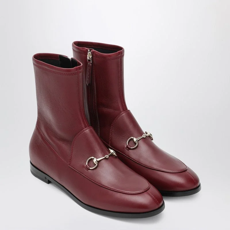 Gucci Rosso Ancora Leather Jordaan Ankle Boots Women - 1