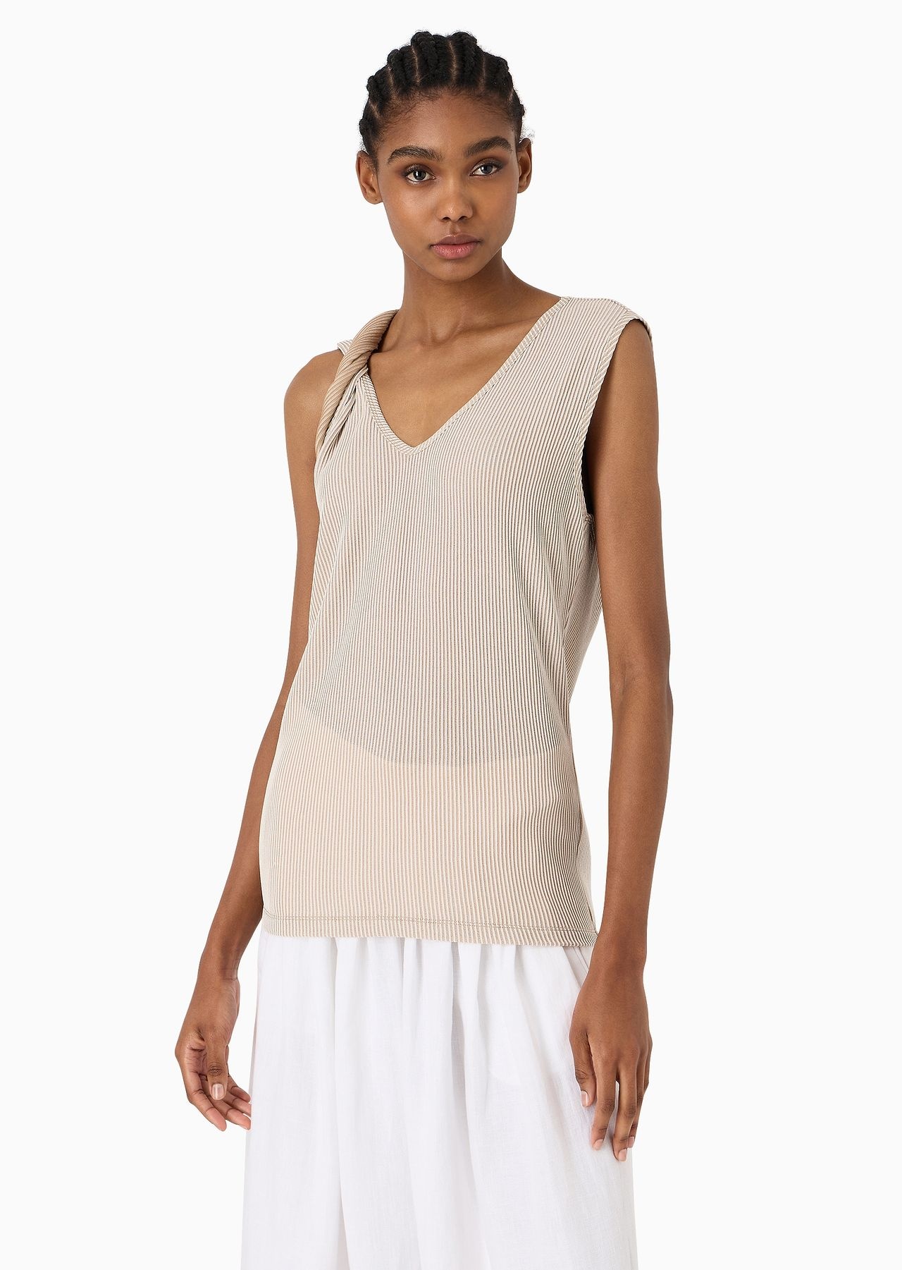 Ribbed viscose crew-neck top - 2