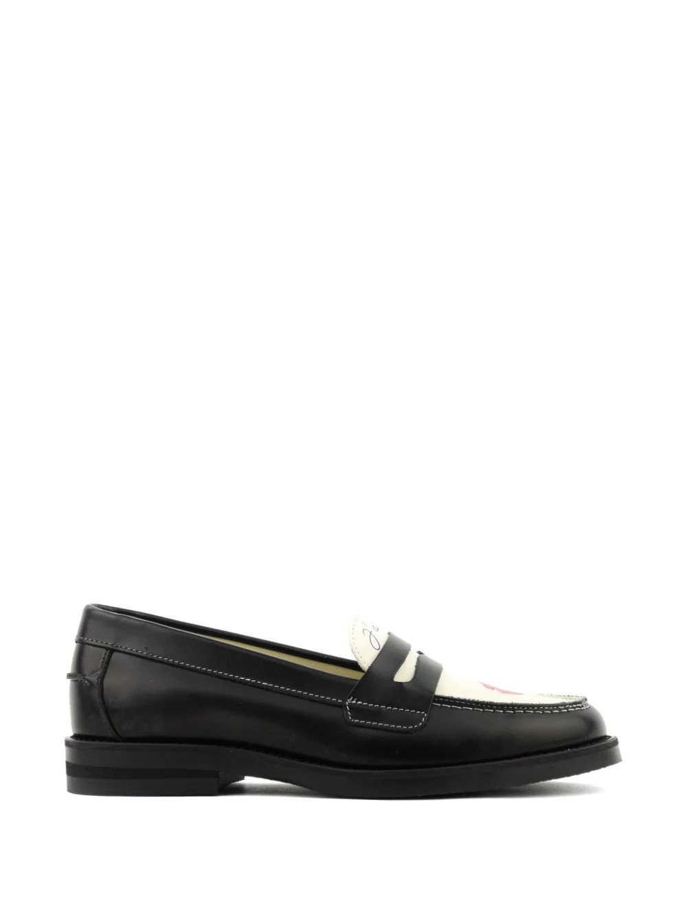 graphic-print leather loafers - 1
