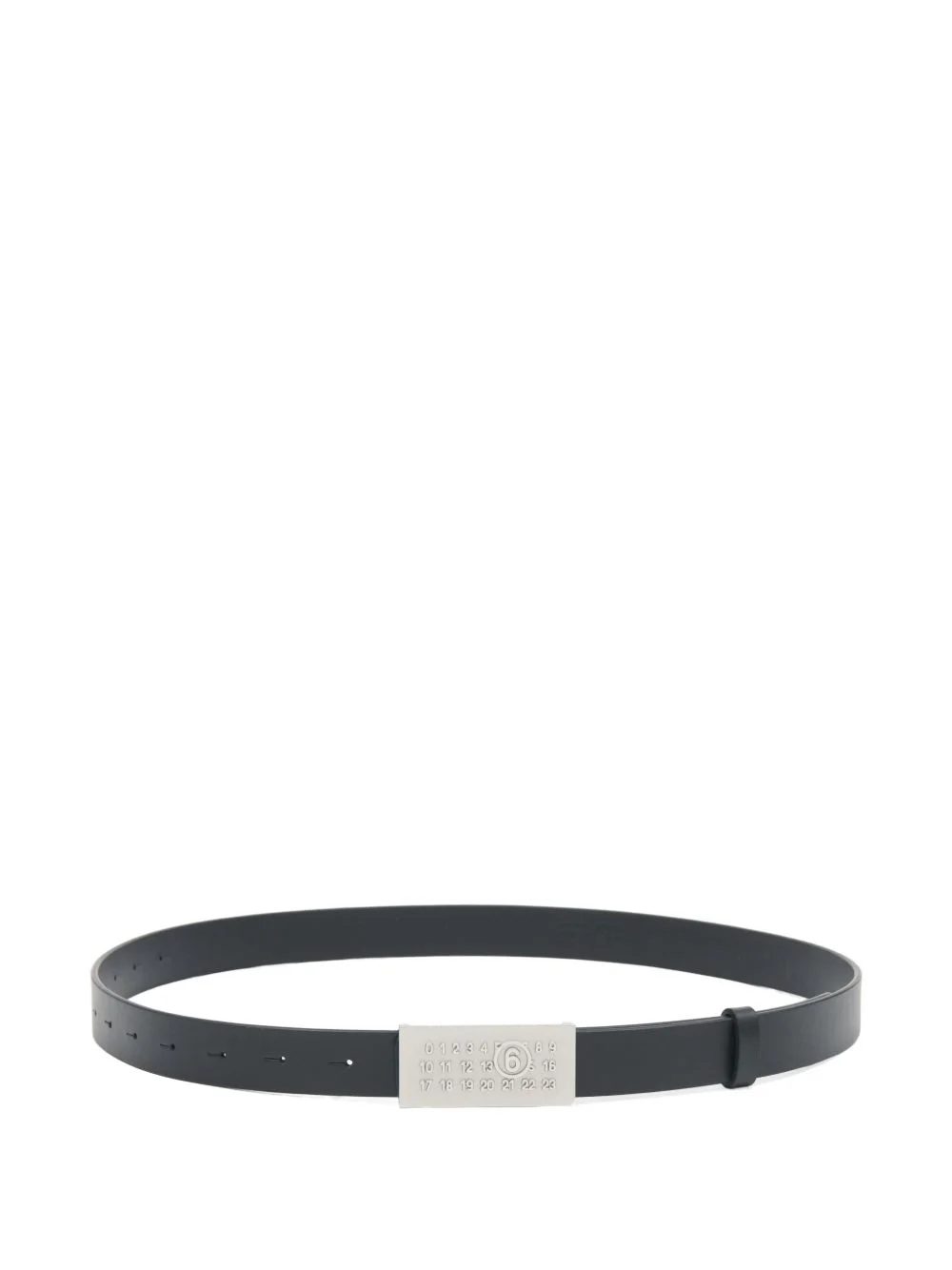 numeric-plaque leather belt - 1