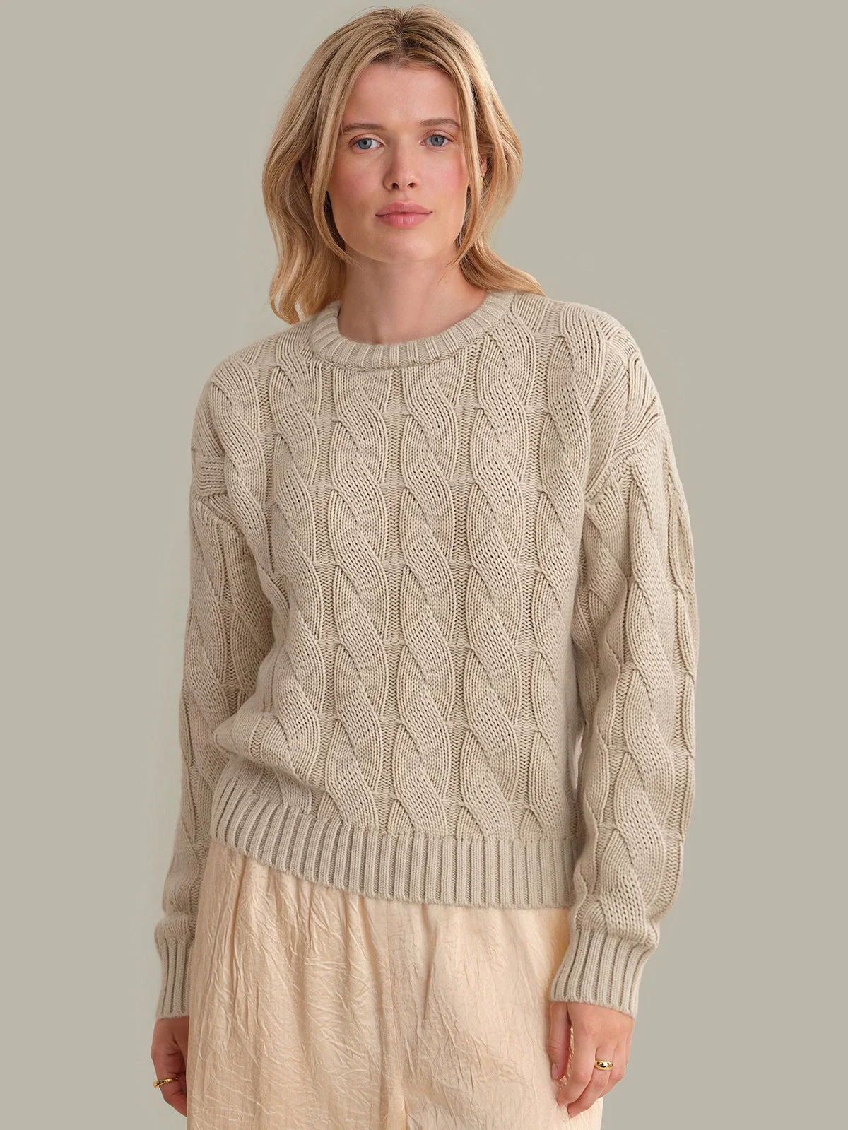Elodie: Cashmere Blend Cable Knit Sweater - 1