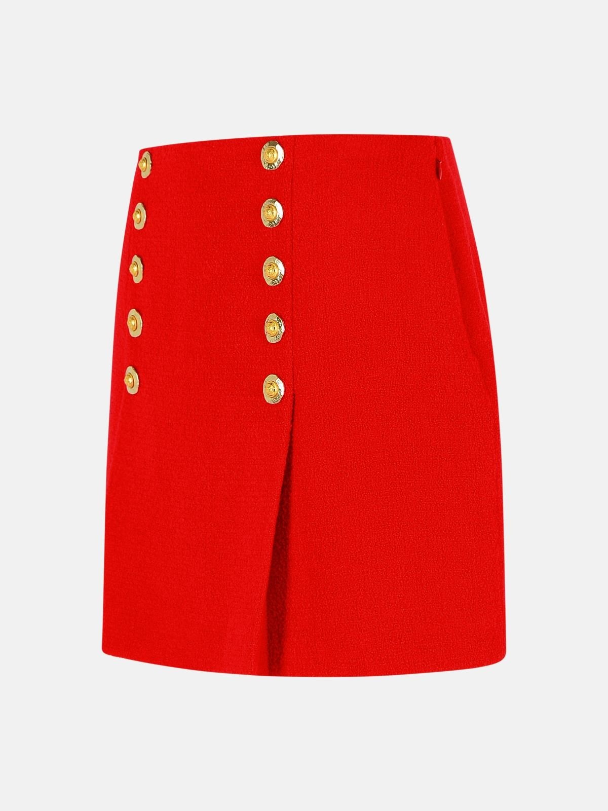 SHORT SKIRT IN RED VIRGIN WOOL - 2