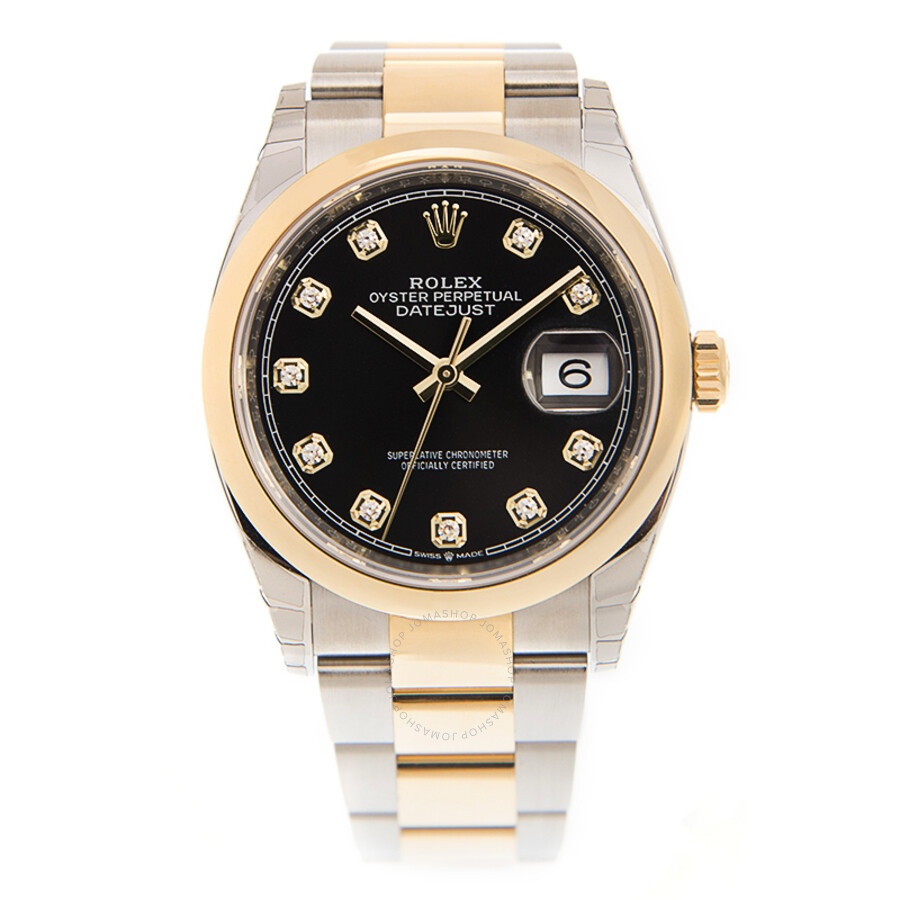 Rolex Datejust 36 Black Diamond Dial Men's Steel and 18k Yellow Gold Jubilee Watch 126203BKDO - 3