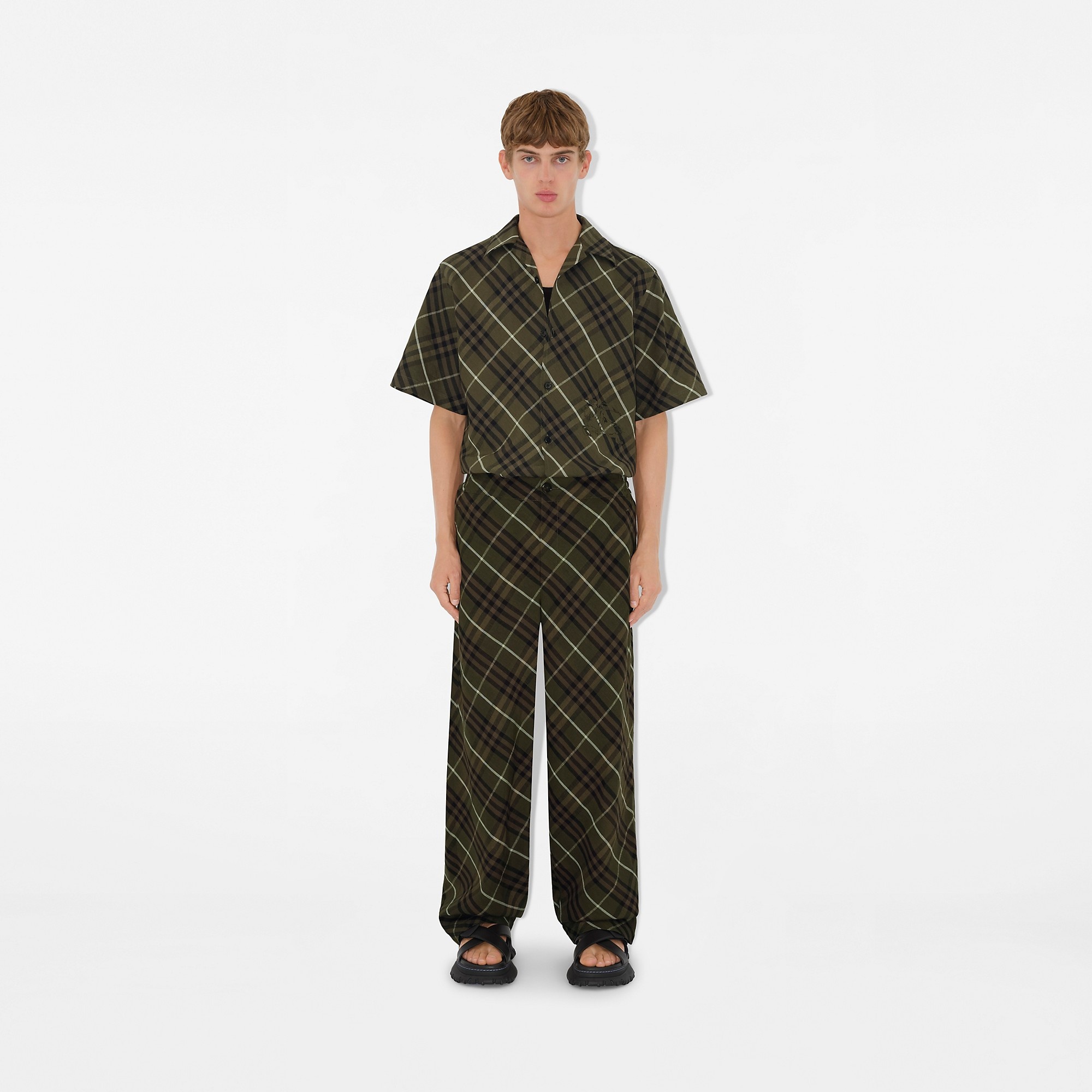 Check Linen Tailored Trousers - 2