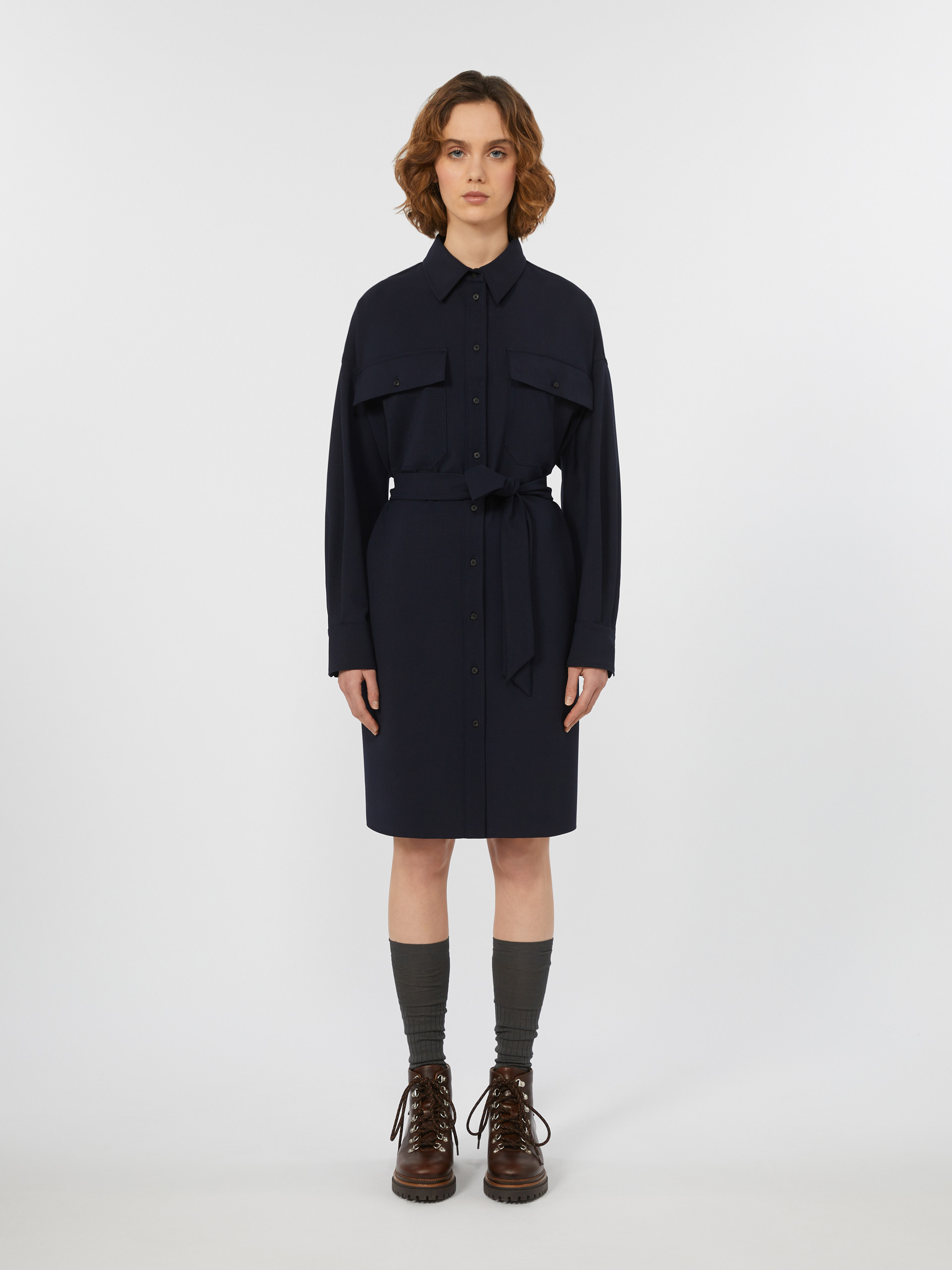 TIBERIO Tech wool shirt dress - 3