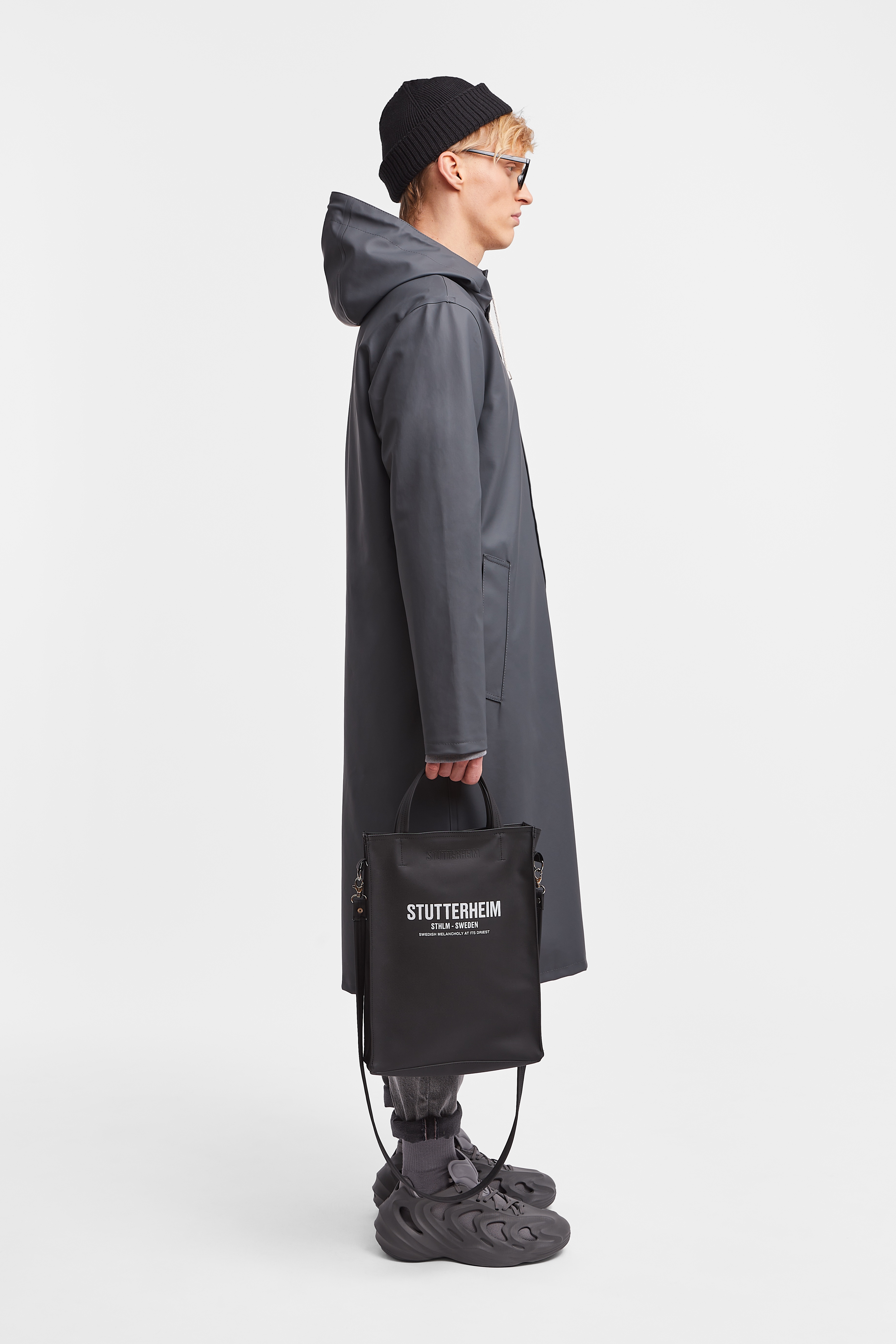 Stockholm Long Print Raincoat Charcoal - 3