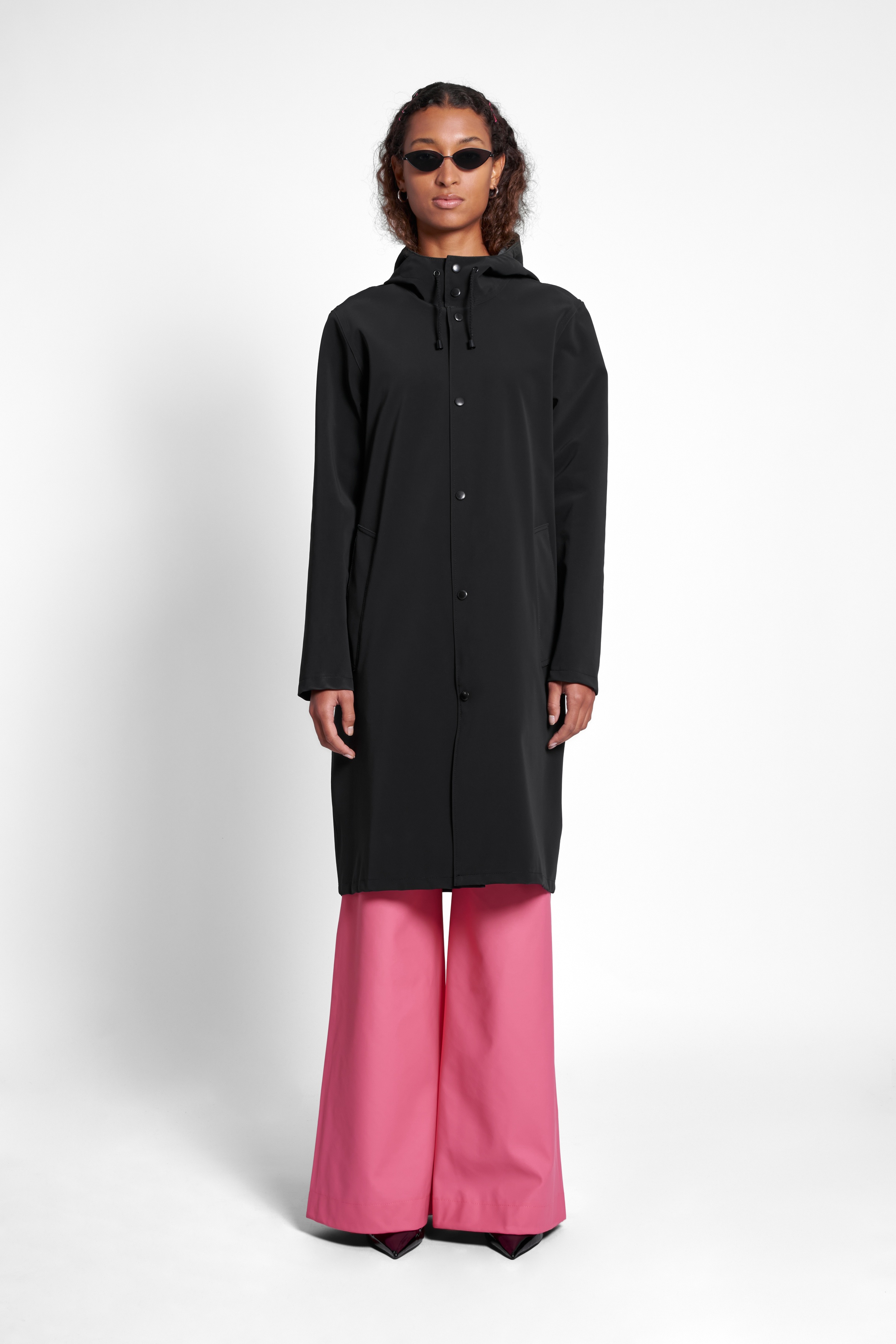 Stockholm Long Matte Print Raincoat Black - 3