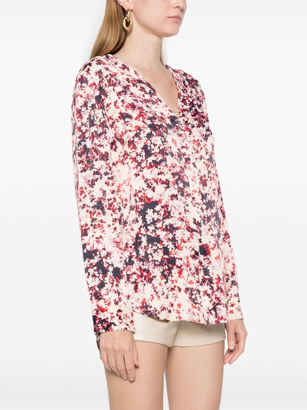 floral-print satin shirt - 3