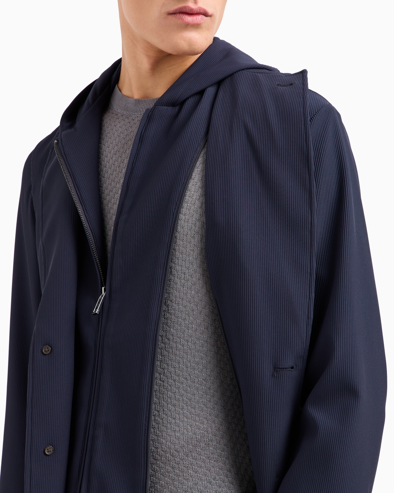 CANNETÉ STRETCH NYLON BLAZER WITH DETACHABLE INNER PANEL AND HOOD - 5