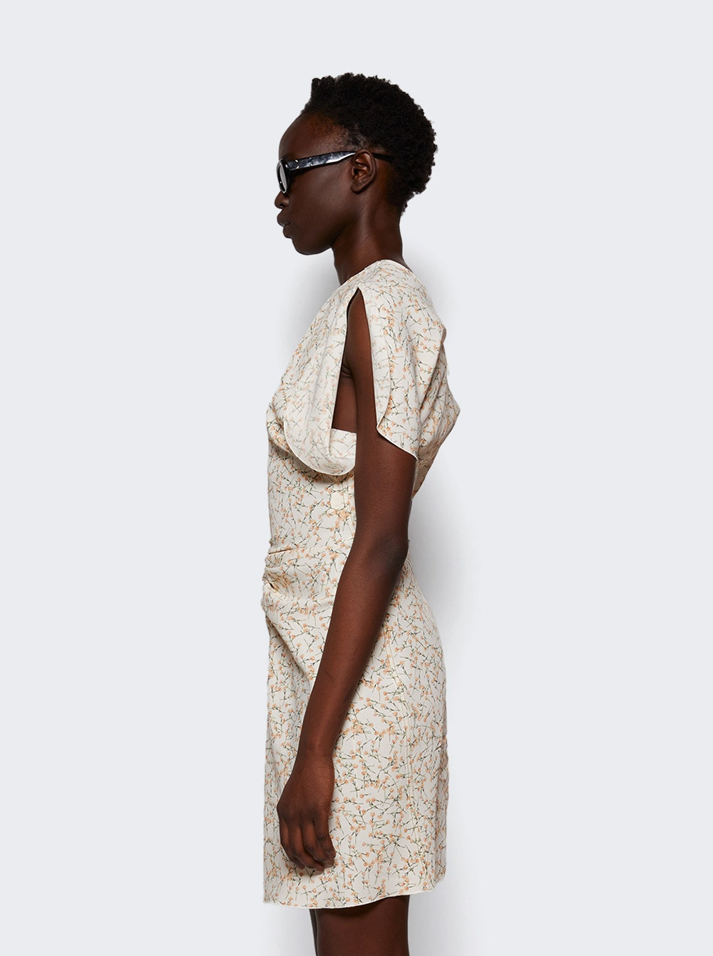 Gathered Waist Mini Dress Floral Ovation Peach - 4