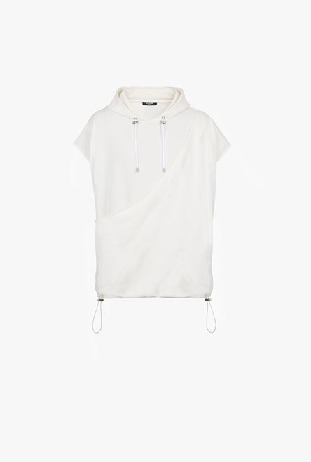 White cotton hooded sweatshirt - 1