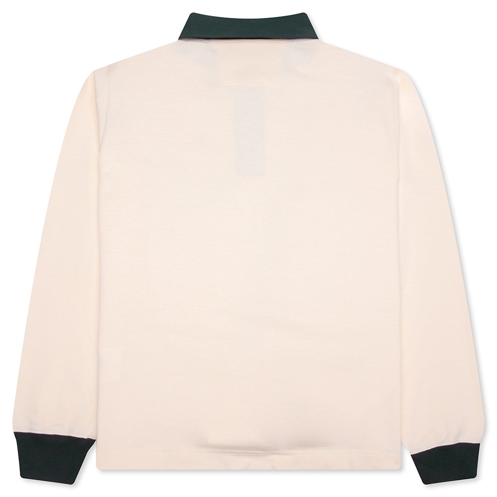 COLLEGE LONG SLEEVE POLO - WHITE/GREEN - 2