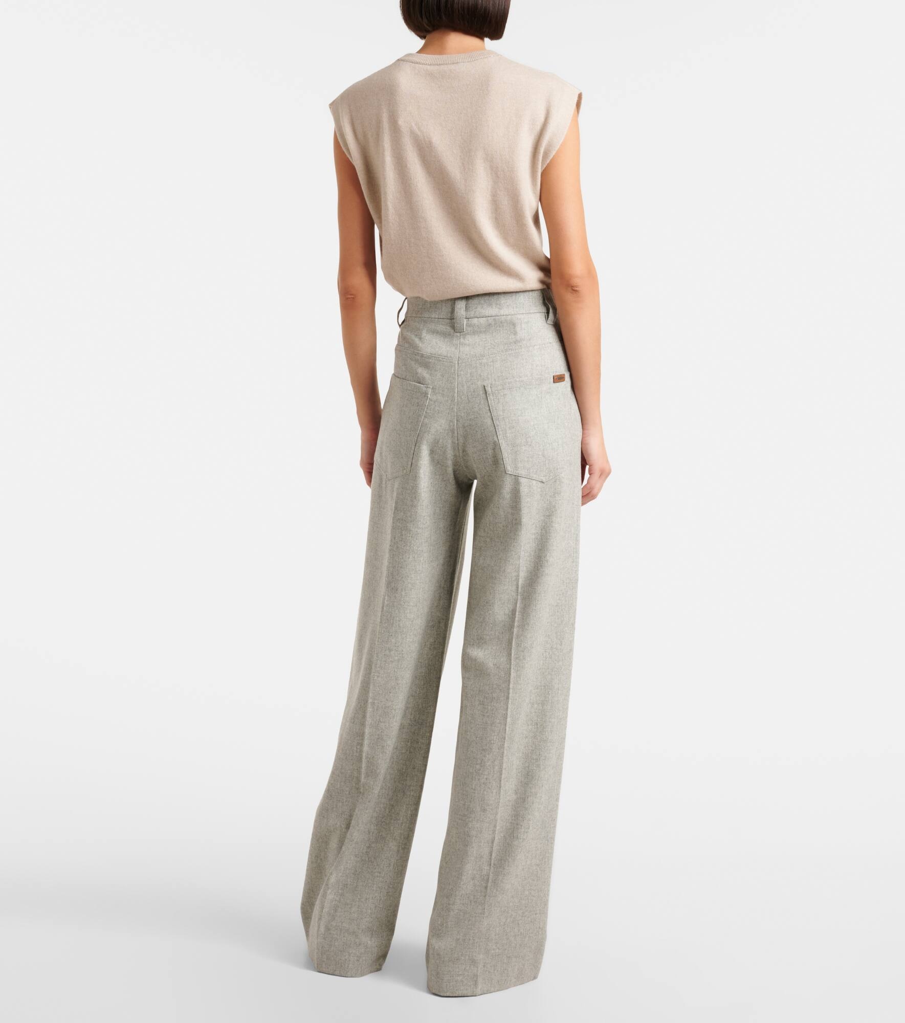 Wool and cashmere flannel wide-leg pants - 3