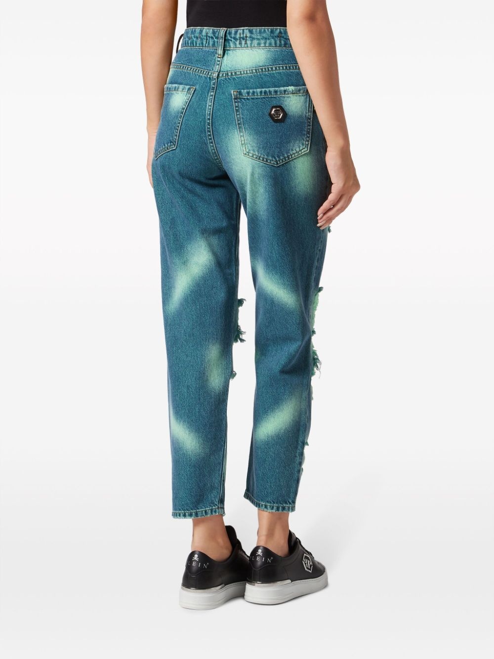 tie-dye frayed jeans - 4
