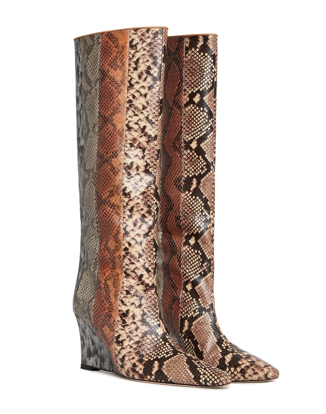 Embossed Leather Wedge Boot - 1