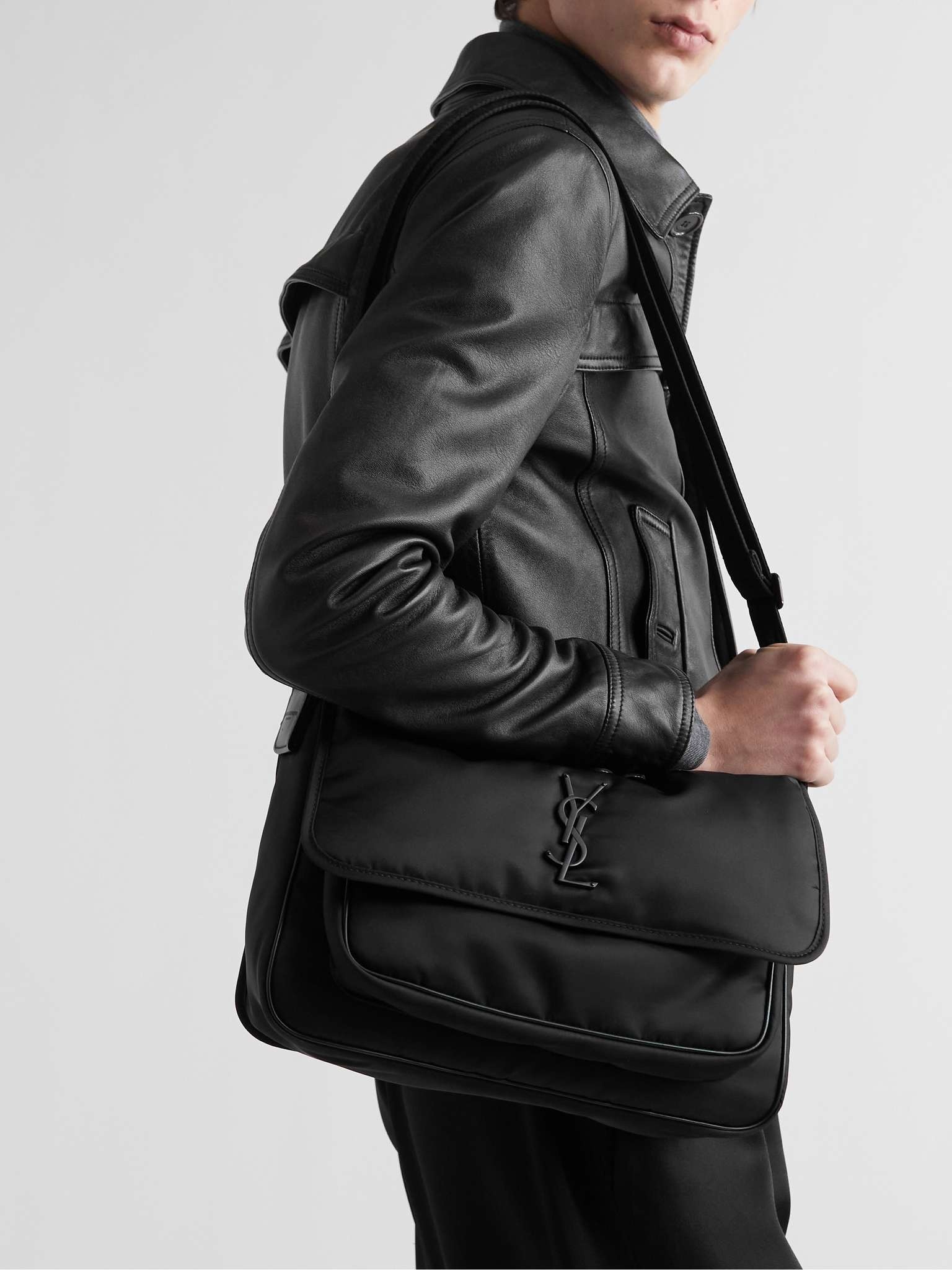 SAINT LAURENT Niki Leather-Trimmed Nylon Messenger Bag SAINT LAURENT Niki Leather-Trimmed Nylon Messenger Bag