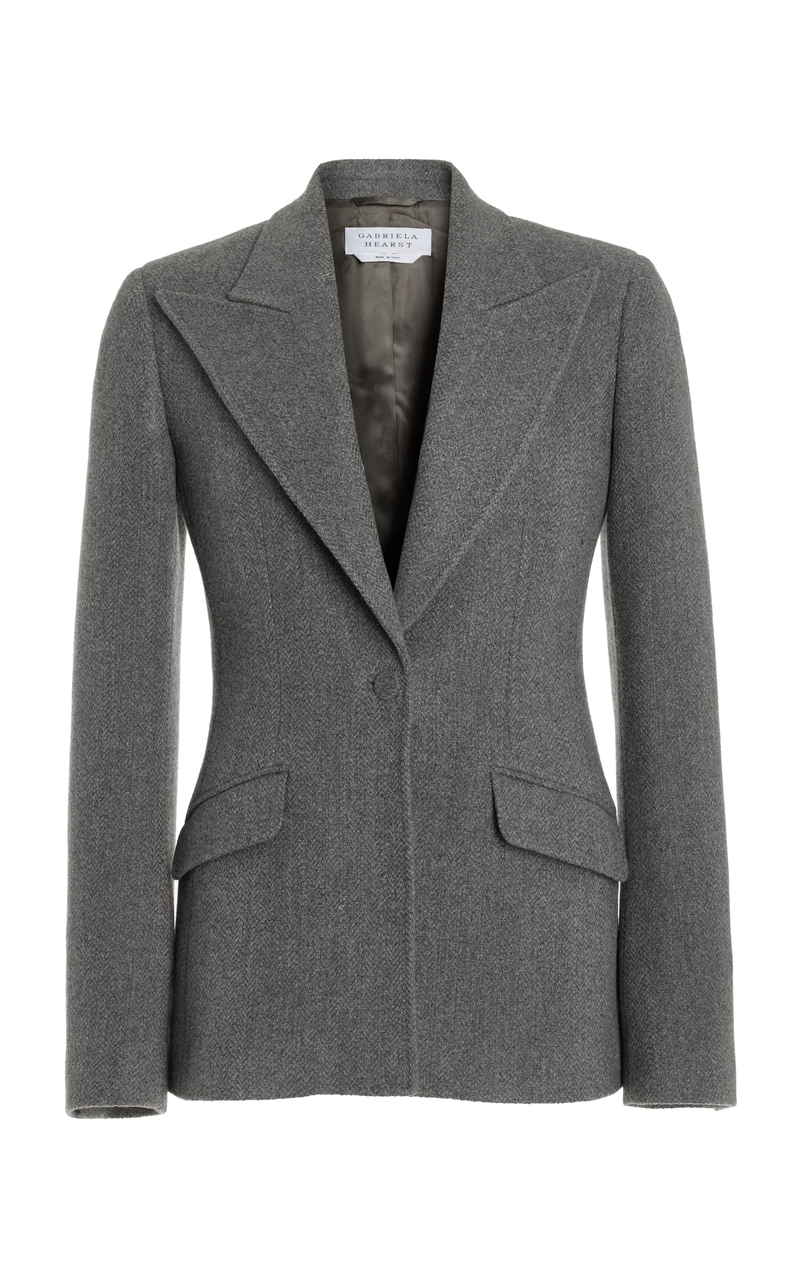 Leiva Blazer in Dark Grey Multi Cashmere Virgin Wool Herringbone - 1