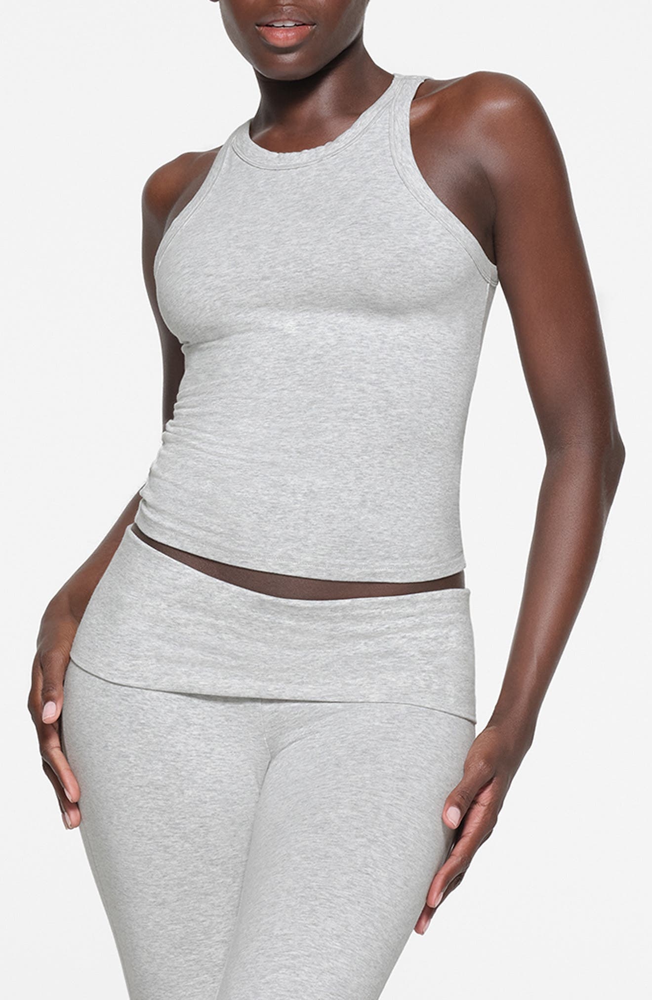 SKIMS Stretch Cotton Jersey Tank in Light Heather Grey at Nordstrom - 1