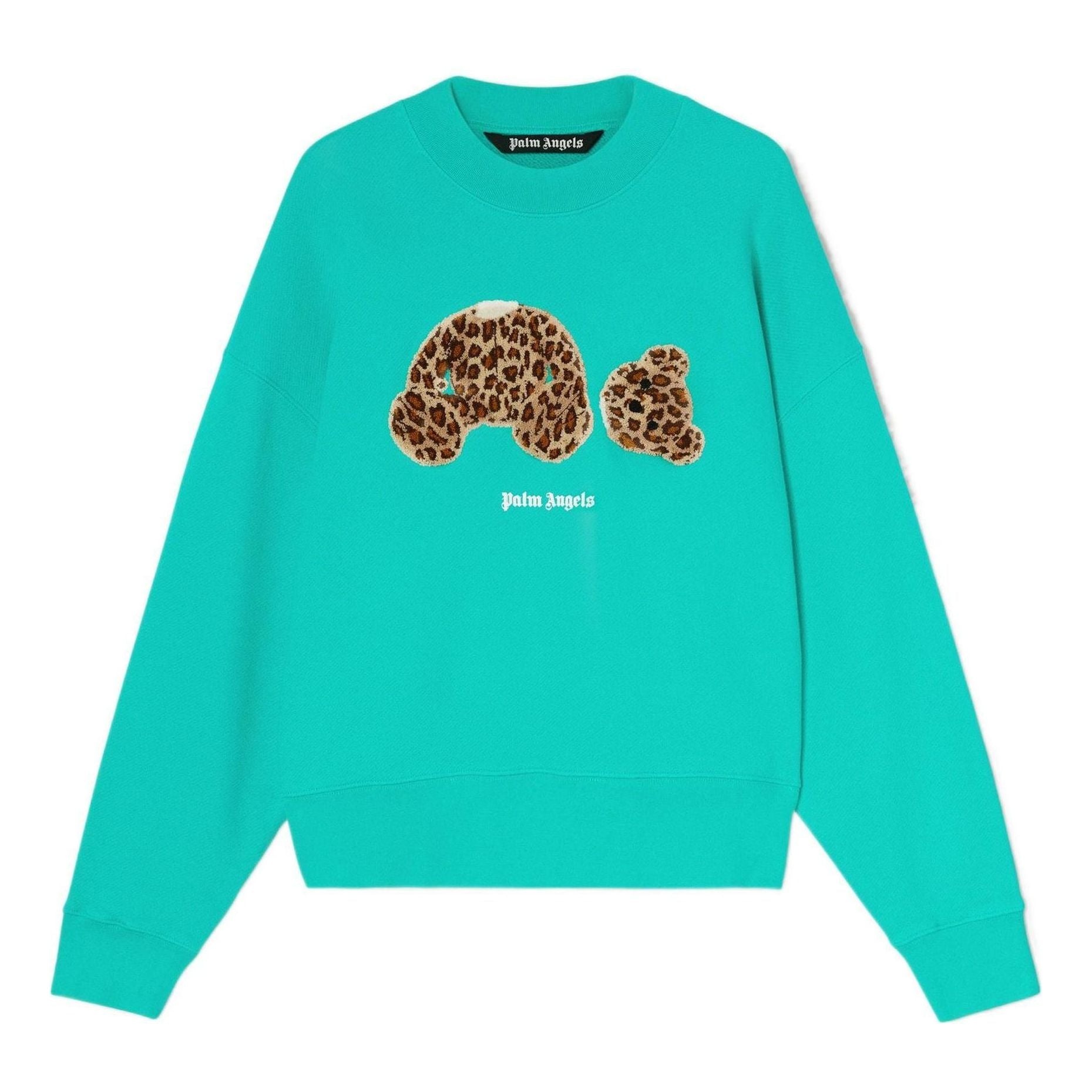 Palm Angels SS22 Leopard Bear Crewneck 'Forest Green Brown' PMBA026S22FLE0075760 - 1