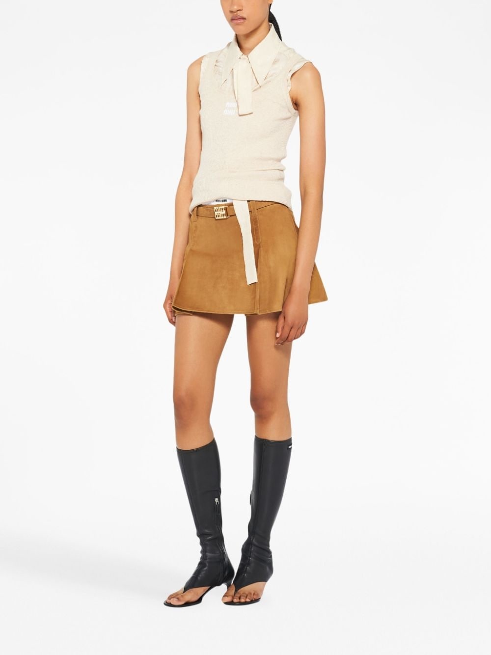 belted suede miniskirt - 2