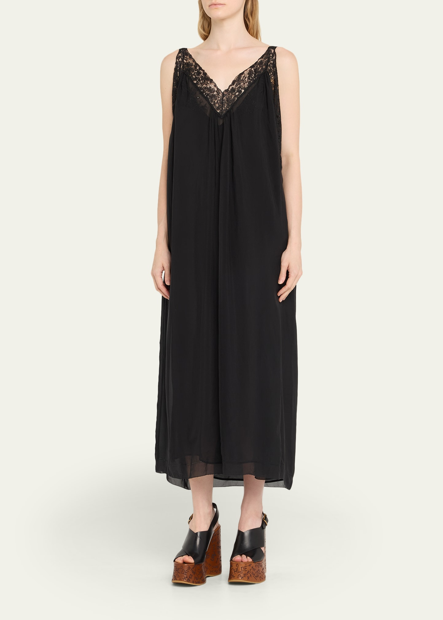 Lace-Trim Sleeveless Midi Slip Dress - 4