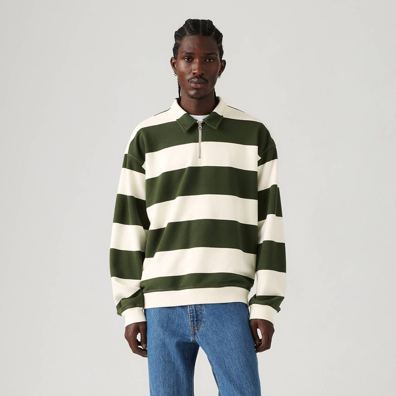 QUARTER ZIP COLLAR CREWNECK SWEATSHIRT 2