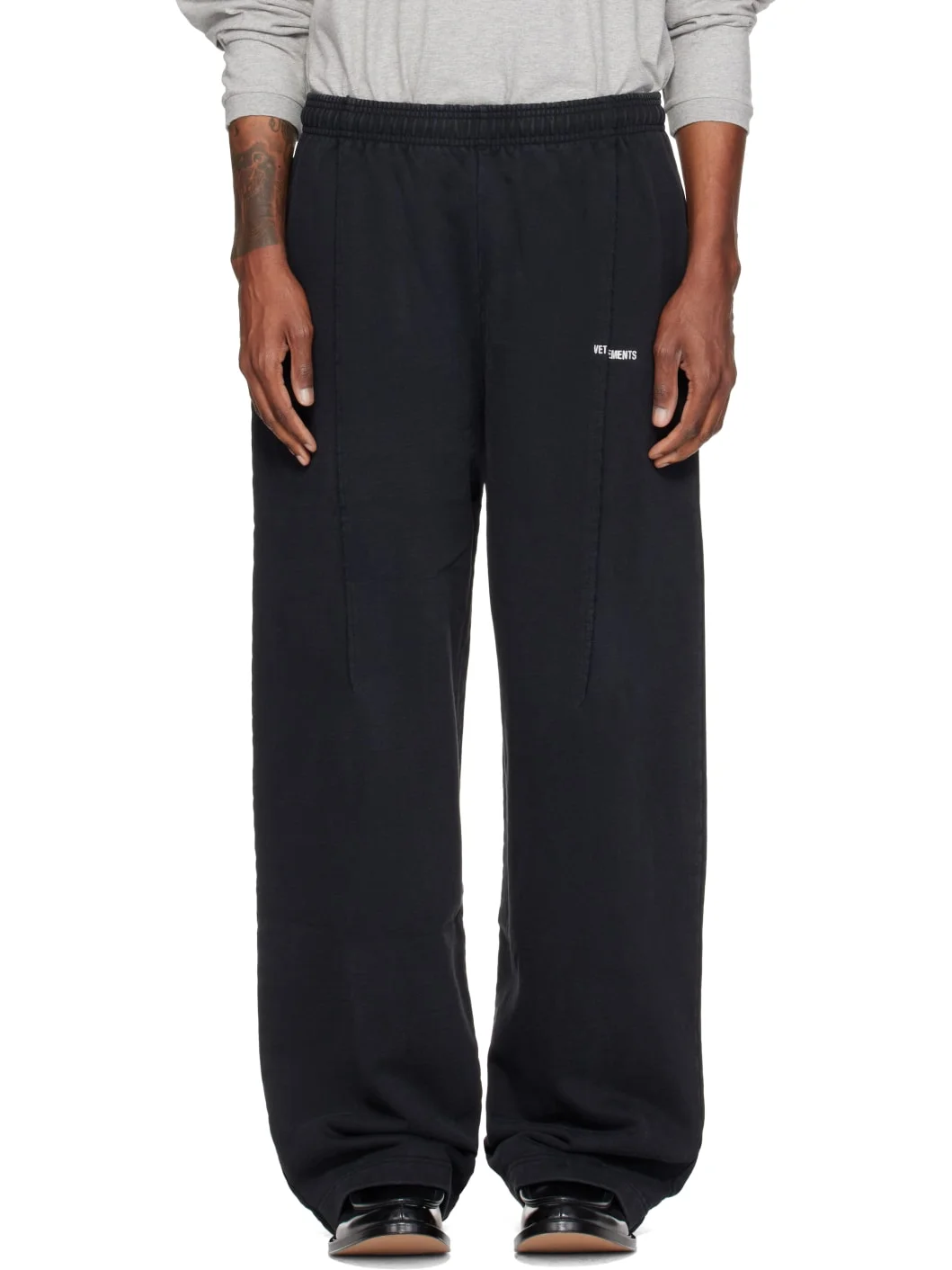 Black Pinched Cut Up Sweatpants - 1