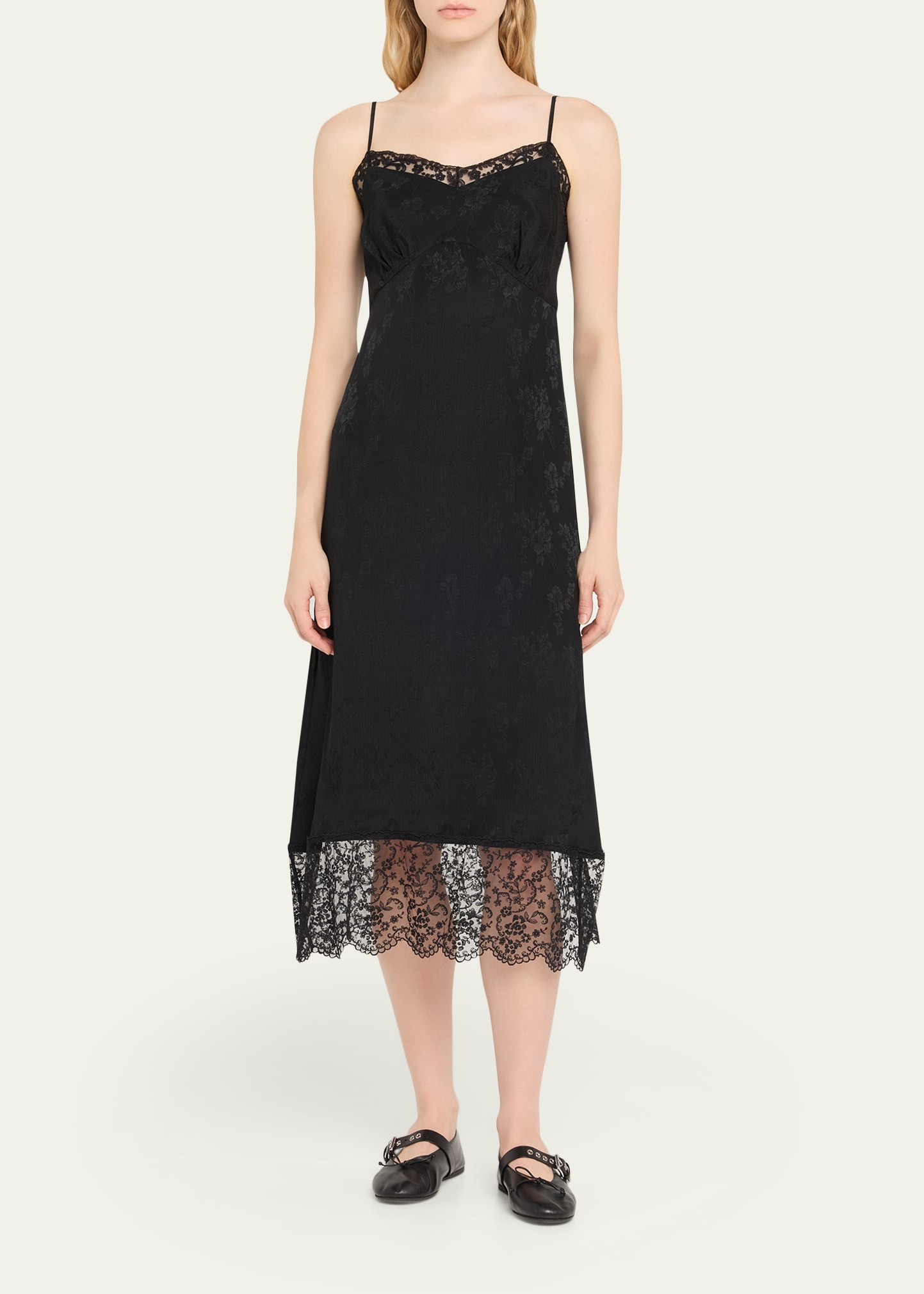 Floral Lace-Trim Slip Dress - 2