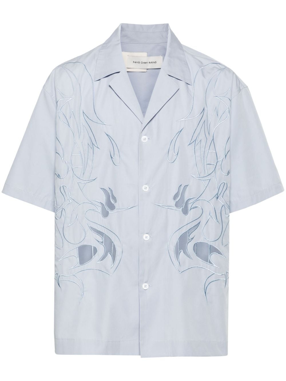 Phoenix-embroidered cotton shirt - 1