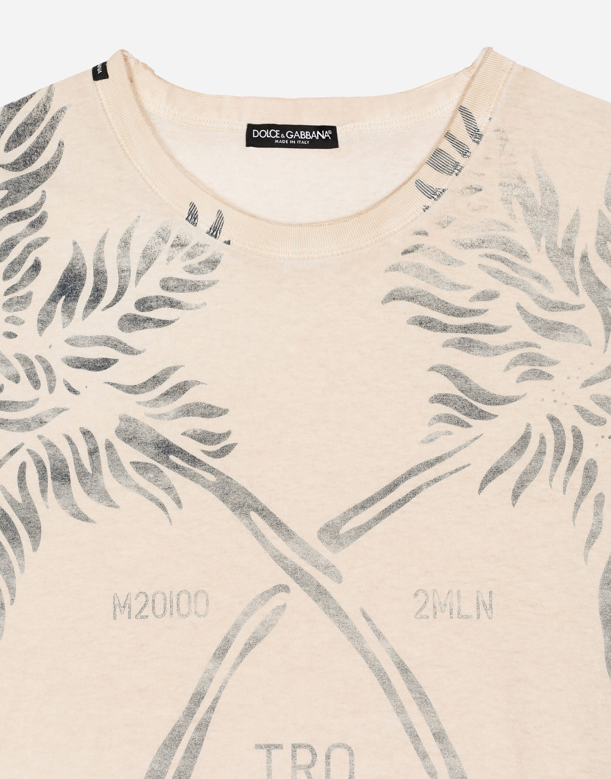 Short-sleeved cotton T-shirt with banana tree print - 3