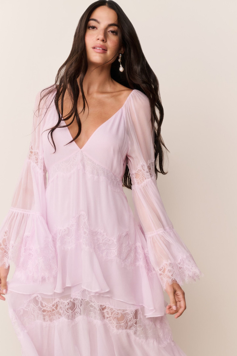 Devina Silk Chiffon Lace Maxi Dress 4