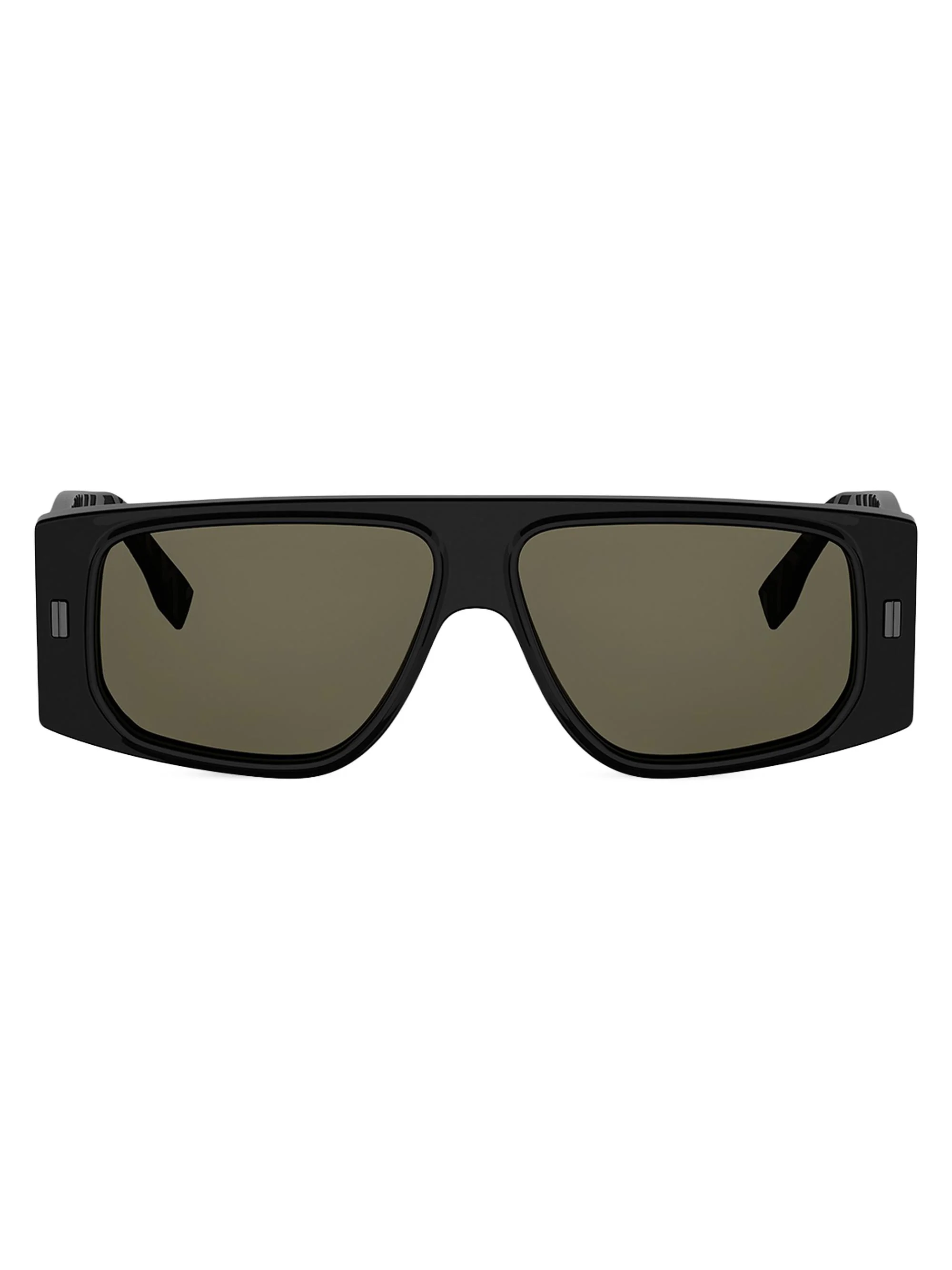 Men's 56MM Logo Square Sunglasses - Shiny Black Green - 1