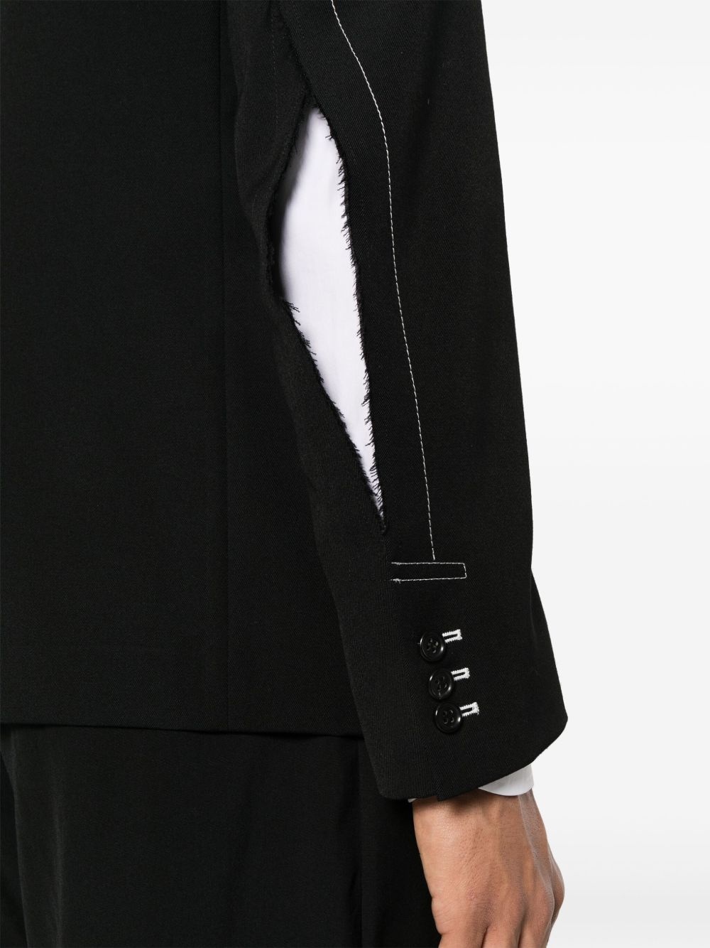 ripped wool blazer - 6