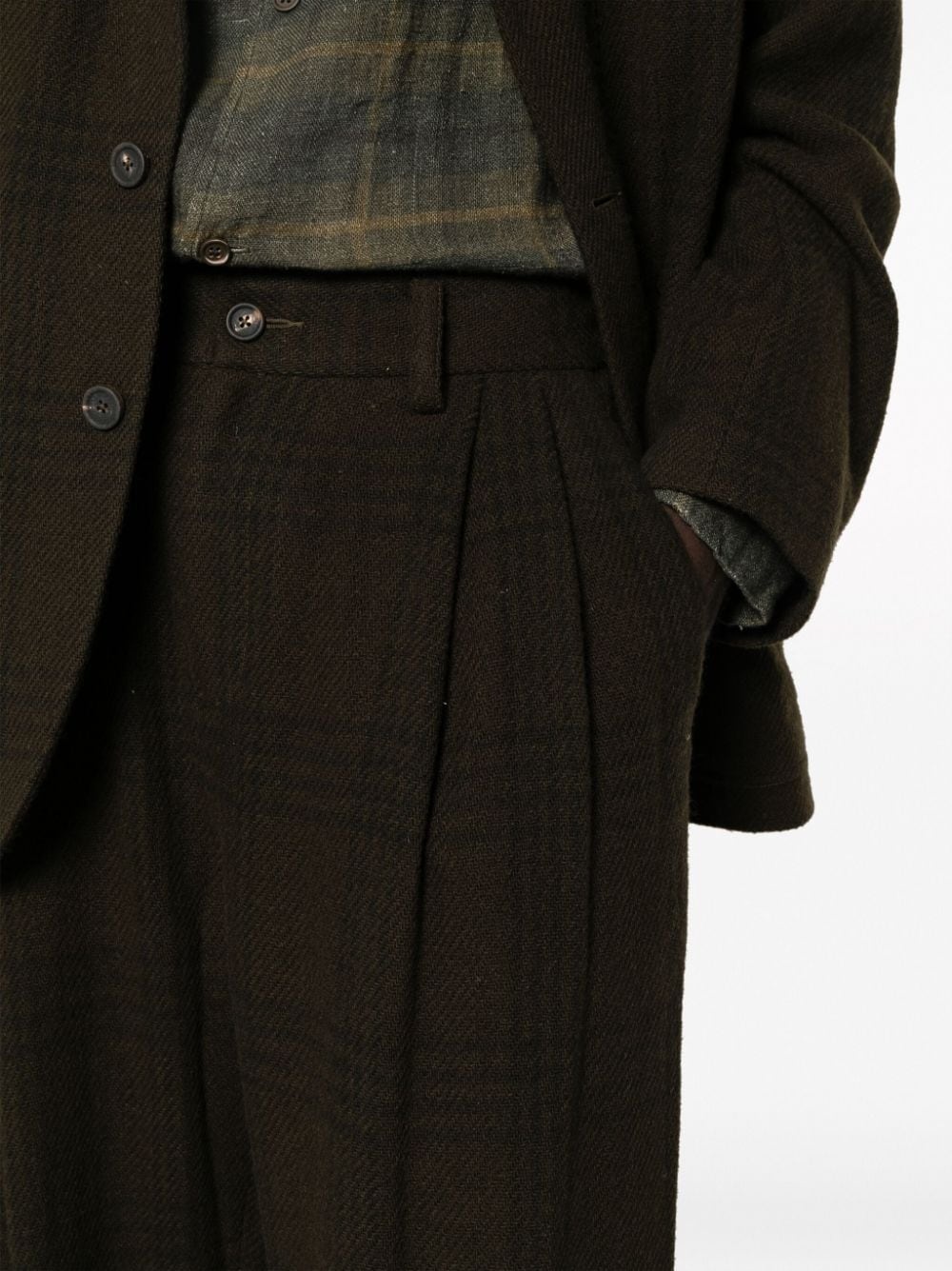 plaid-check wide-leg trousers - 5