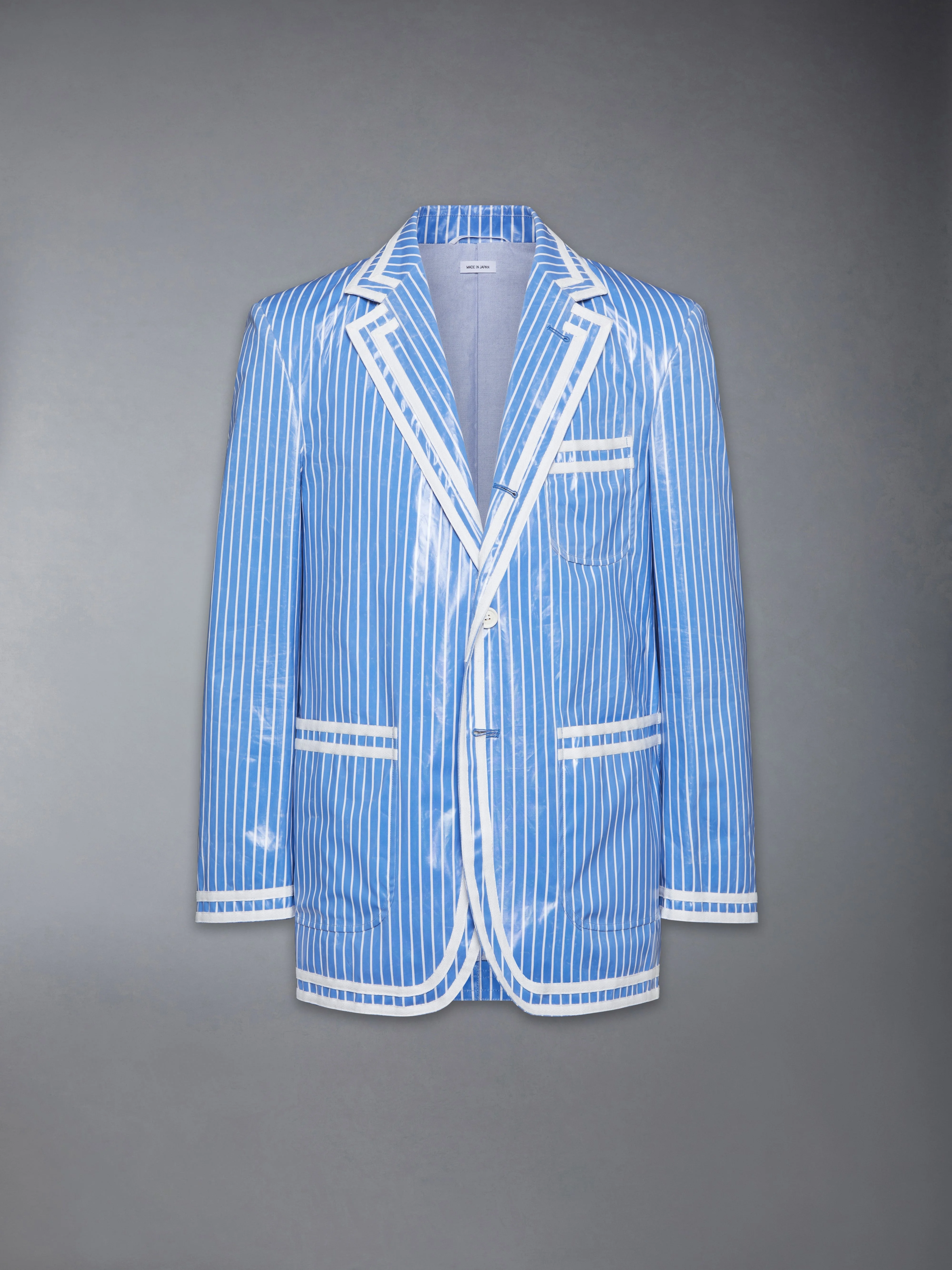 LAMINATED PINSTRIPE POPLIN UNSTRUCTURED SPORTSCOAT - 1