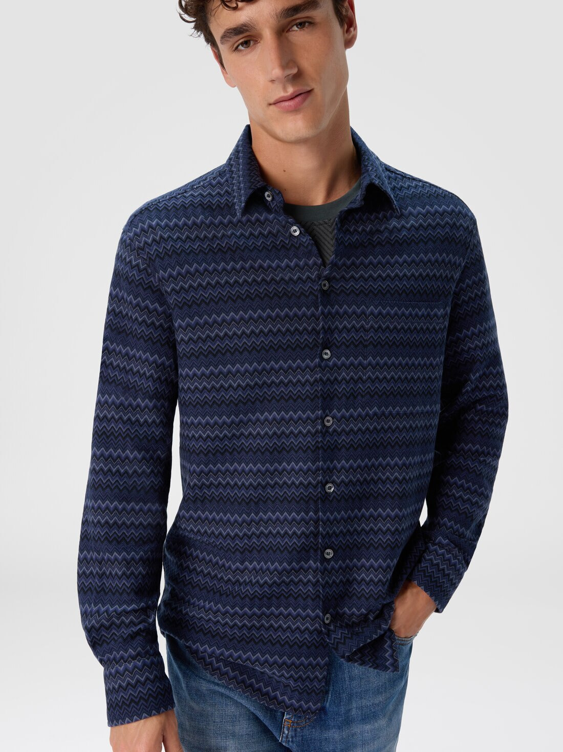 Shirt with Micro Zigzag Tone on Tone - 4