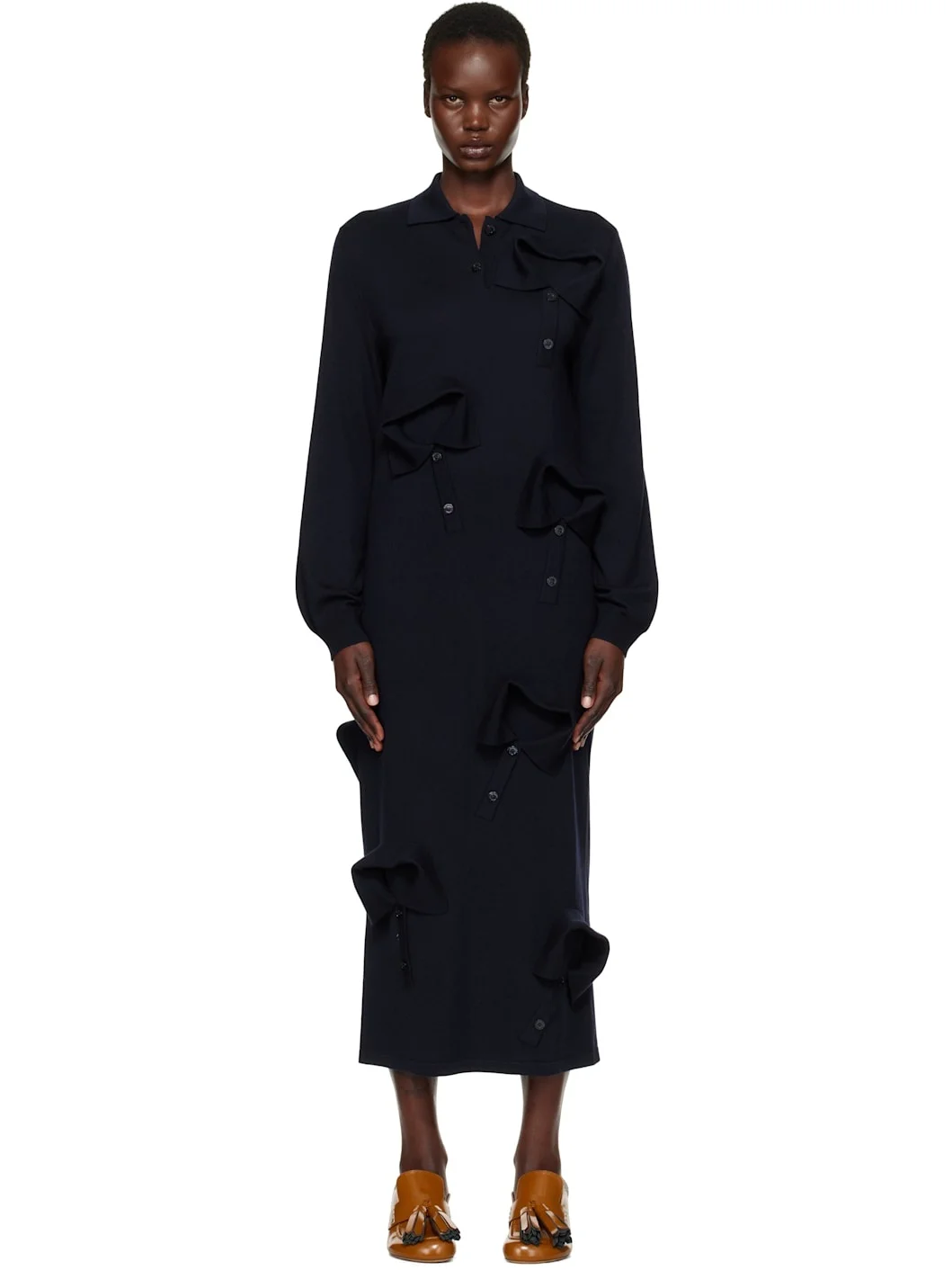 Navy Multi Collar Maxi Dress - 1