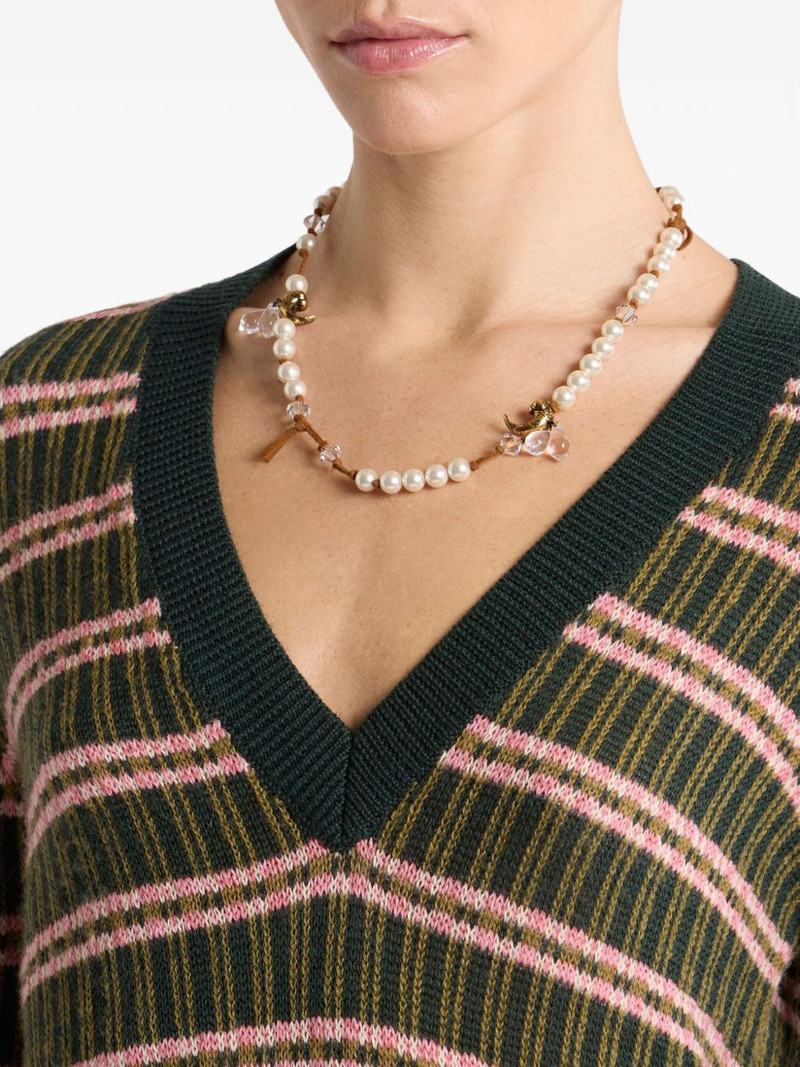Etro pearl bee-embellished necklace outlook