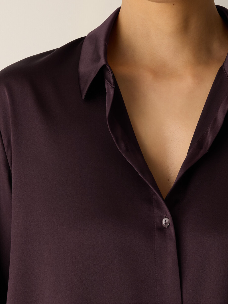Stretch Silk Charmeuse Classic Collar Shirt 5
