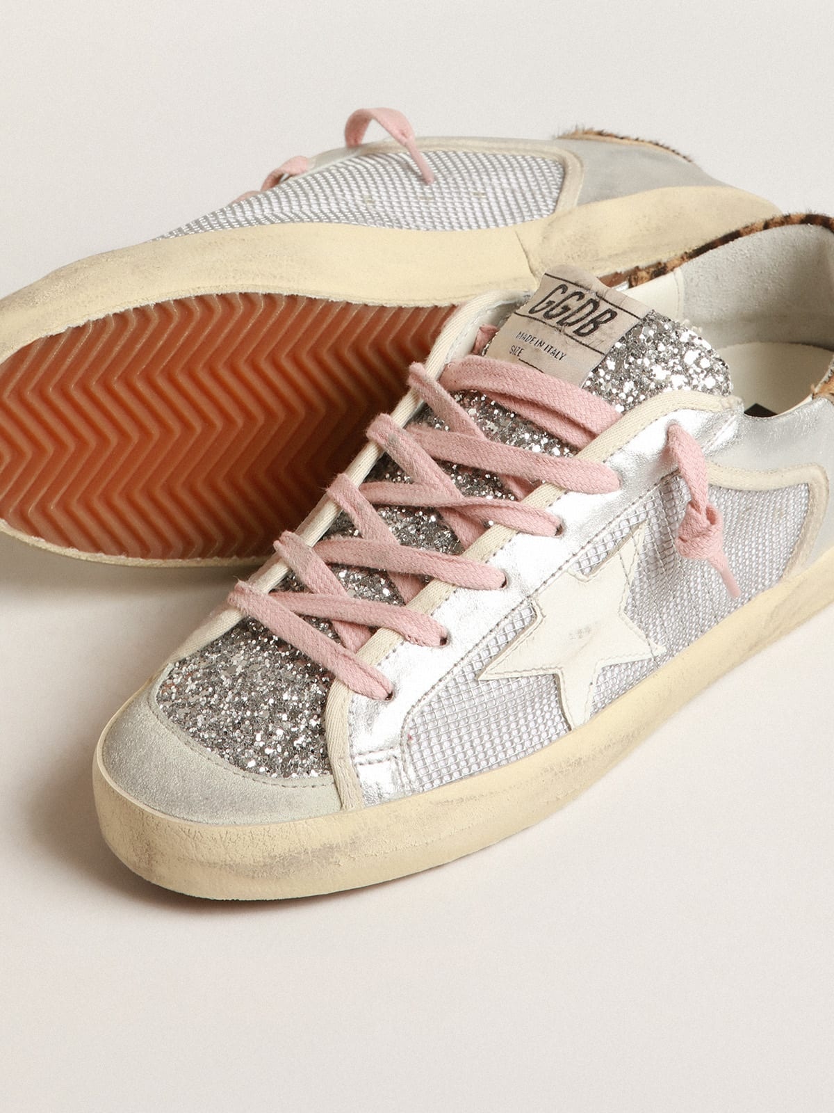 Super-Star LTD in mesh and suede with silver glitter tongue - 3