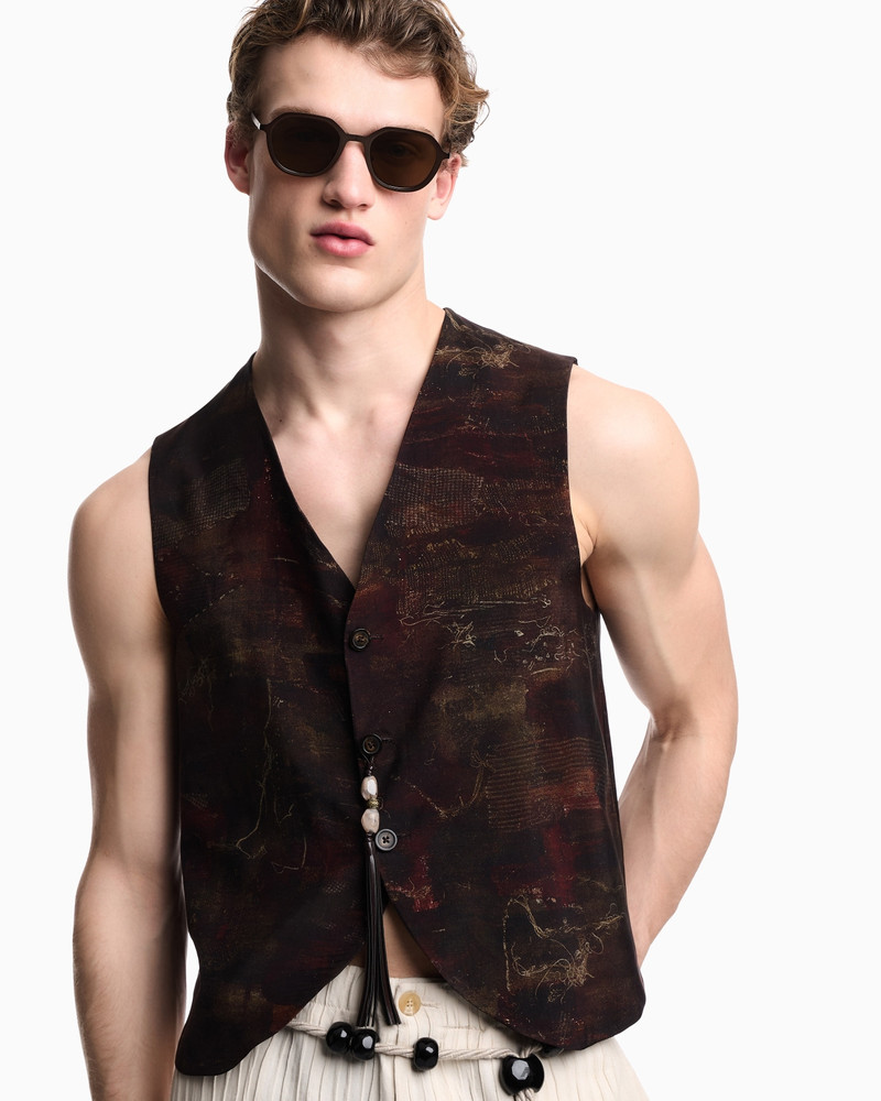 CUPRO TWILL WAISTCOAT WITH ALL-OVER PRINT 5