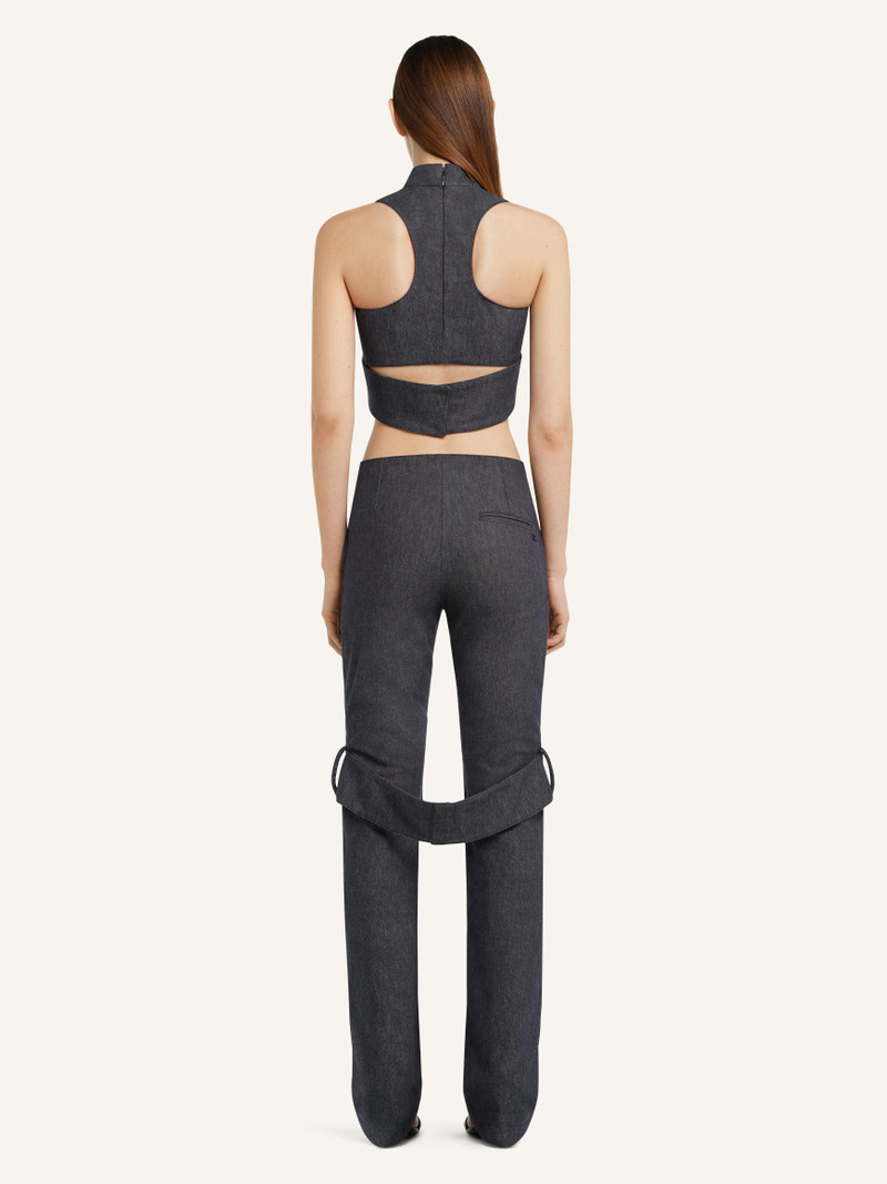STRAP DENIM BOOTCUT PANTS 4