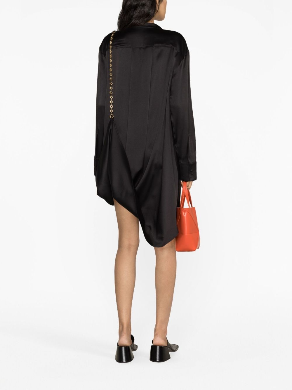 Chain embellished silk shirtdress - 4