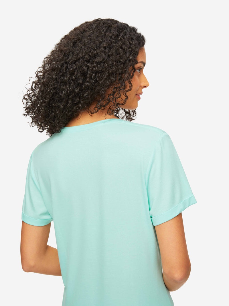 Women's V-Neck Sleep T-Shirt Lara Micro Modal Stretch Mint - 6