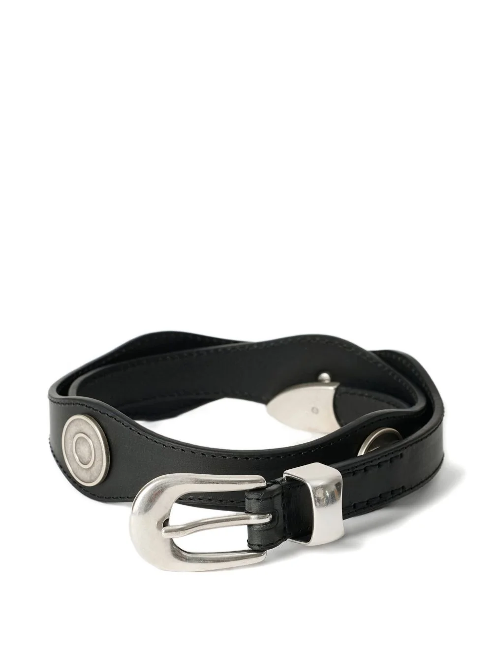 wavy leather belt - 1