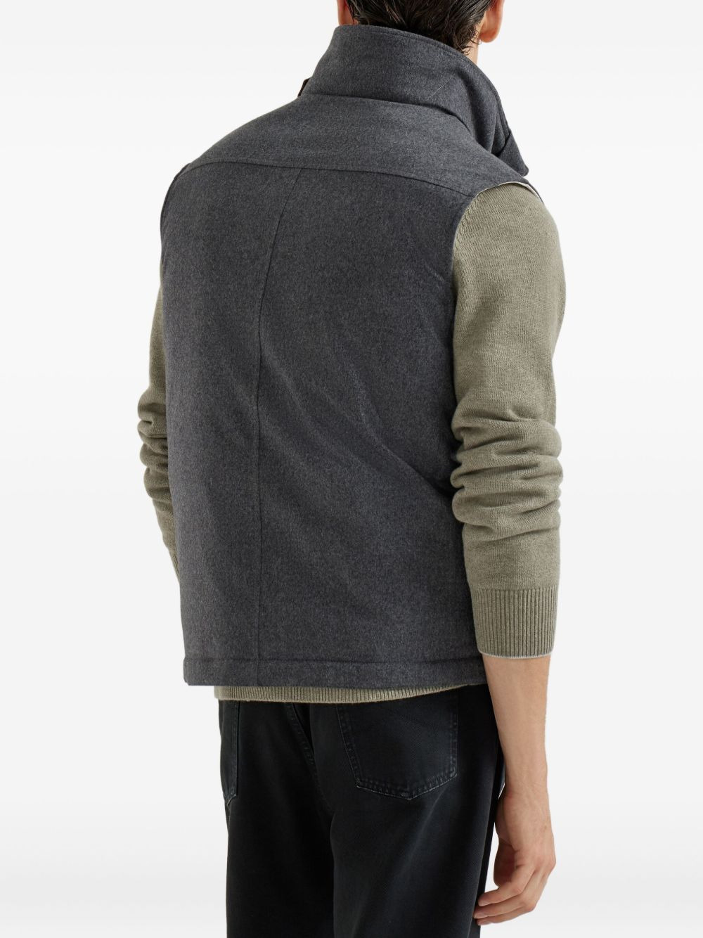 shearling-collar wool vest - 4