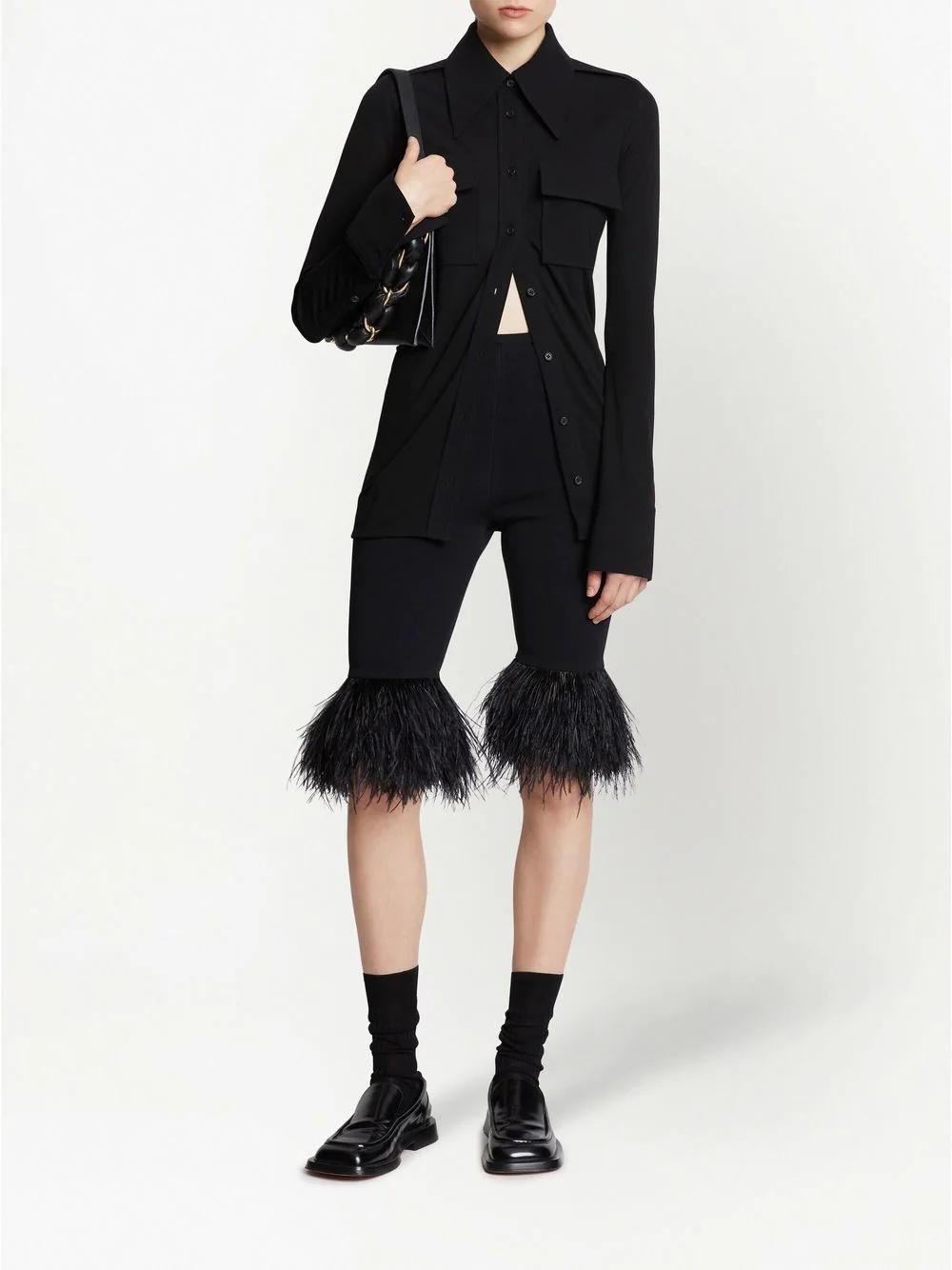 pointed-collar button-up shirt - 2