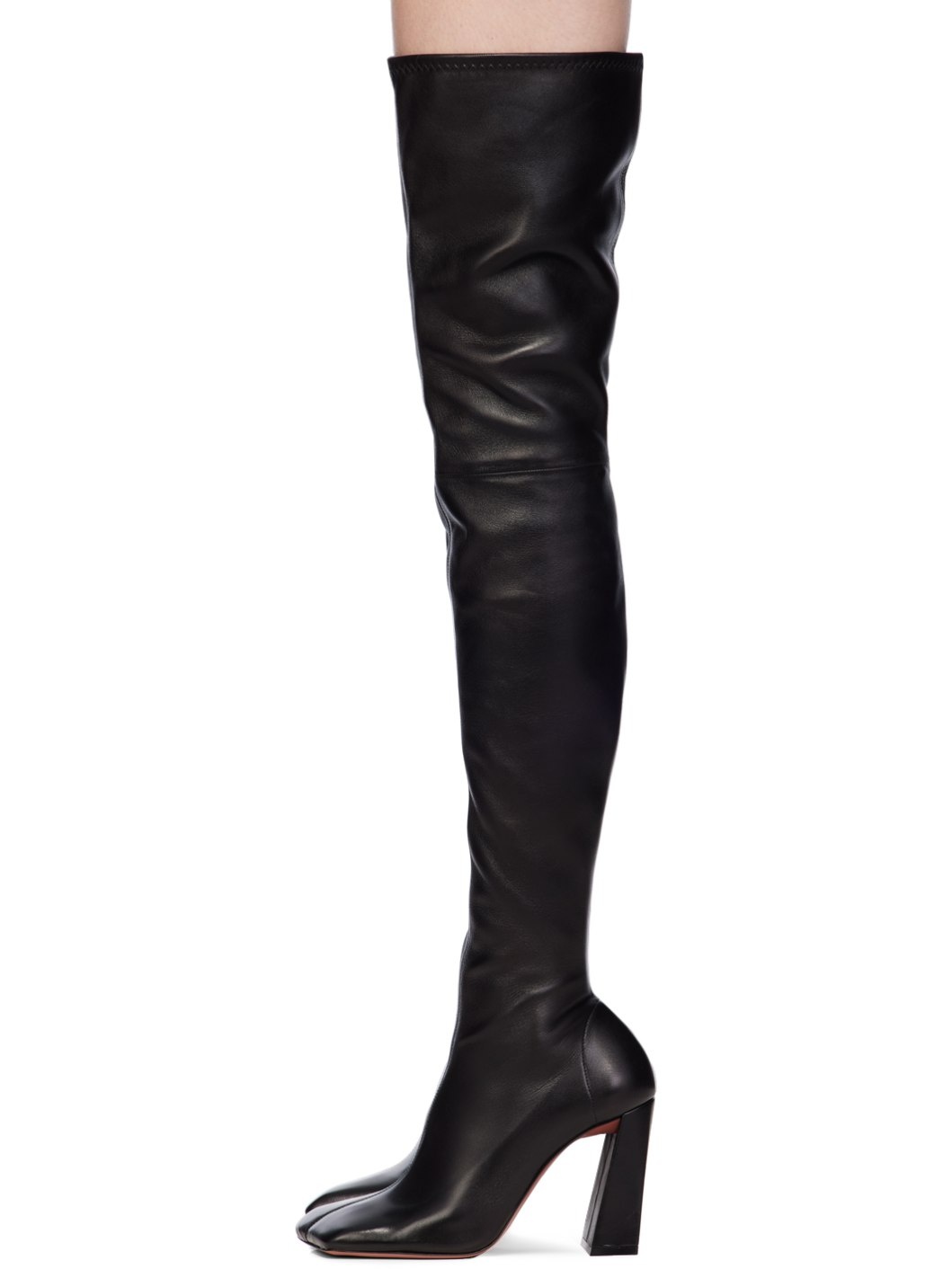 Black Marine Stretch Thigh High Boots - 3