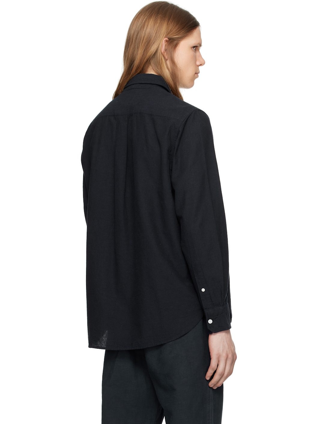 Navy Algot Relaxed Cotton Linen Shirt - 3
