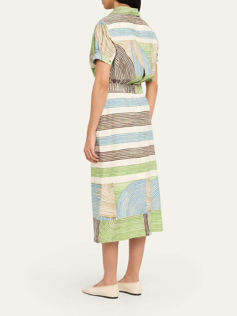 Odila Striped Short-Sleeve Midi Shirtdress With Belt 3